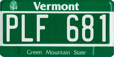 VT license plate PLF681
