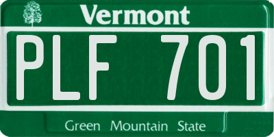 VT license plate PLF701