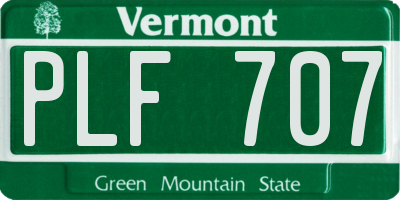 VT license plate PLF707