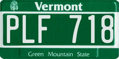 VT license plate PLF718