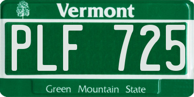 VT license plate PLF725