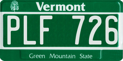VT license plate PLF726