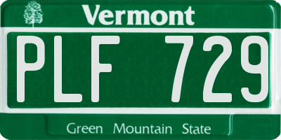 VT license plate PLF729