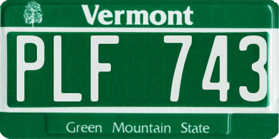 VT license plate PLF743