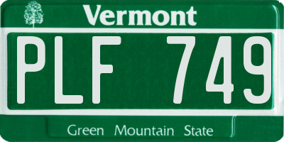 VT license plate PLF749