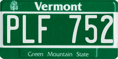 VT license plate PLF752