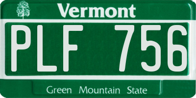 VT license plate PLF756