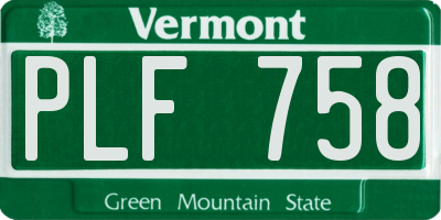 VT license plate PLF758