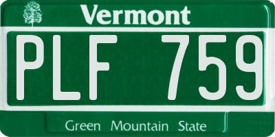 VT license plate PLF759