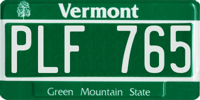 VT license plate PLF765
