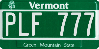 VT license plate PLF777