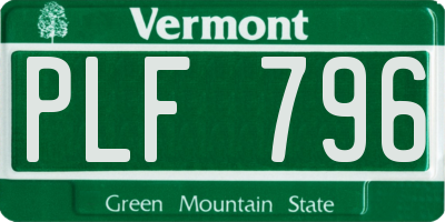 VT license plate PLF796