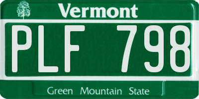 VT license plate PLF798