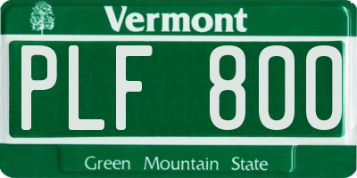 VT license plate PLF800