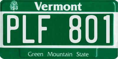 VT license plate PLF801