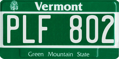 VT license plate PLF802