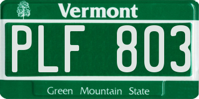 VT license plate PLF803