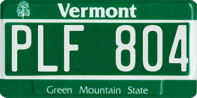 VT license plate PLF804