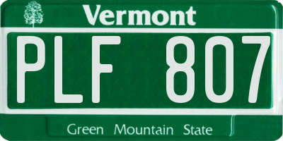 VT license plate PLF807