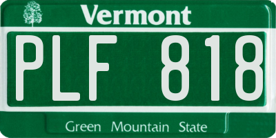 VT license plate PLF818