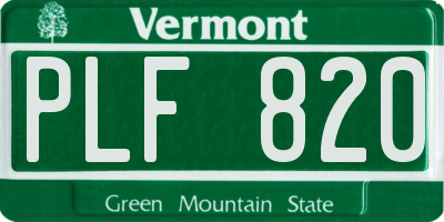 VT license plate PLF820