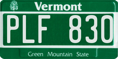 VT license plate PLF830