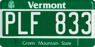 VT license plate PLF833