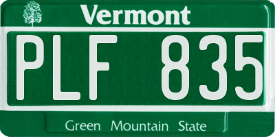 VT license plate PLF835