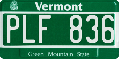 VT license plate PLF836