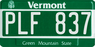 VT license plate PLF837