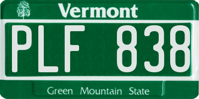VT license plate PLF838