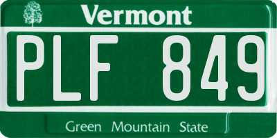 VT license plate PLF849