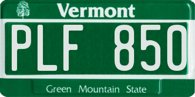 VT license plate PLF850