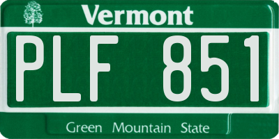 VT license plate PLF851