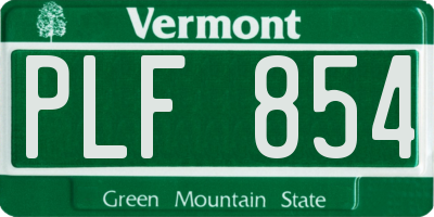 VT license plate PLF854