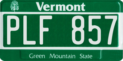 VT license plate PLF857