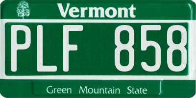 VT license plate PLF858