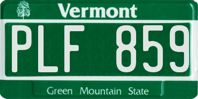 VT license plate PLF859