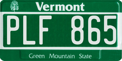 VT license plate PLF865