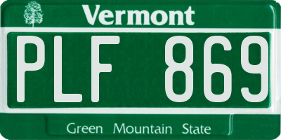 VT license plate PLF869