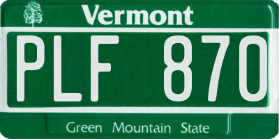 VT license plate PLF870