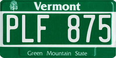 VT license plate PLF875