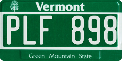 VT license plate PLF898