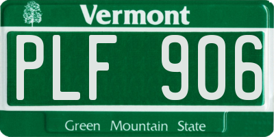 VT license plate PLF906