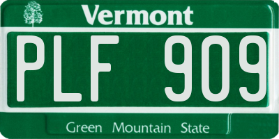 VT license plate PLF909