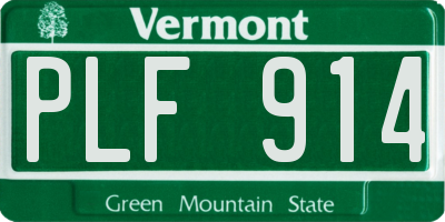VT license plate PLF914