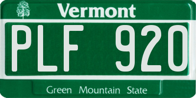 VT license plate PLF920