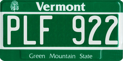 VT license plate PLF922