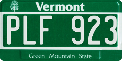 VT license plate PLF923
