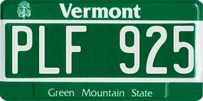 VT license plate PLF925